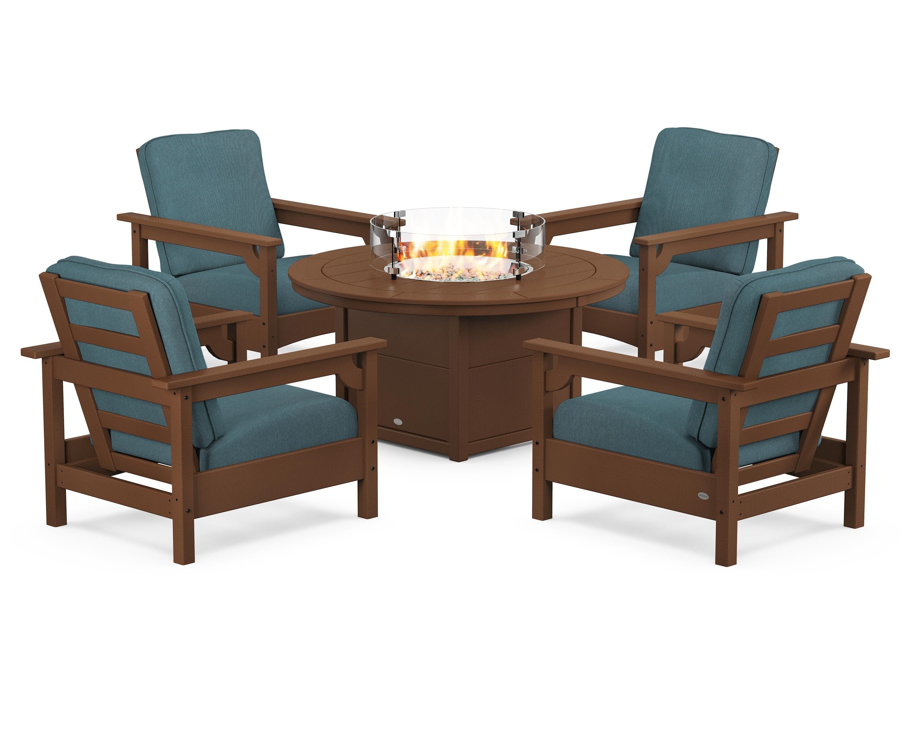 Club 5-Piece Conversation Set with Fire Pit Table