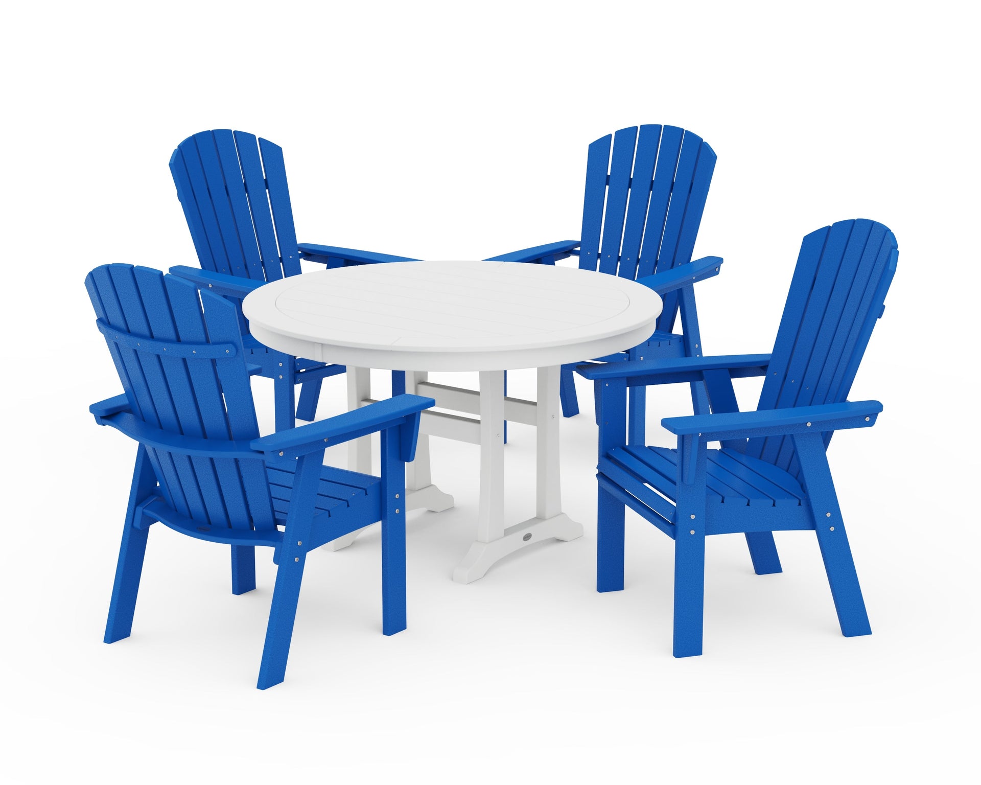 Nautical Curveback Adirondack 5-Piece Round Dining Set with Trestle Legs