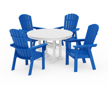 Nautical Curveback Adirondack 5-Piece Round Dining Set with Trestle Legs