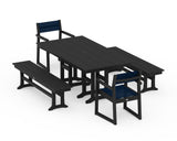EDGE Sling Arm Chair 5-Piece Farmhouse Dining Set with Benches
