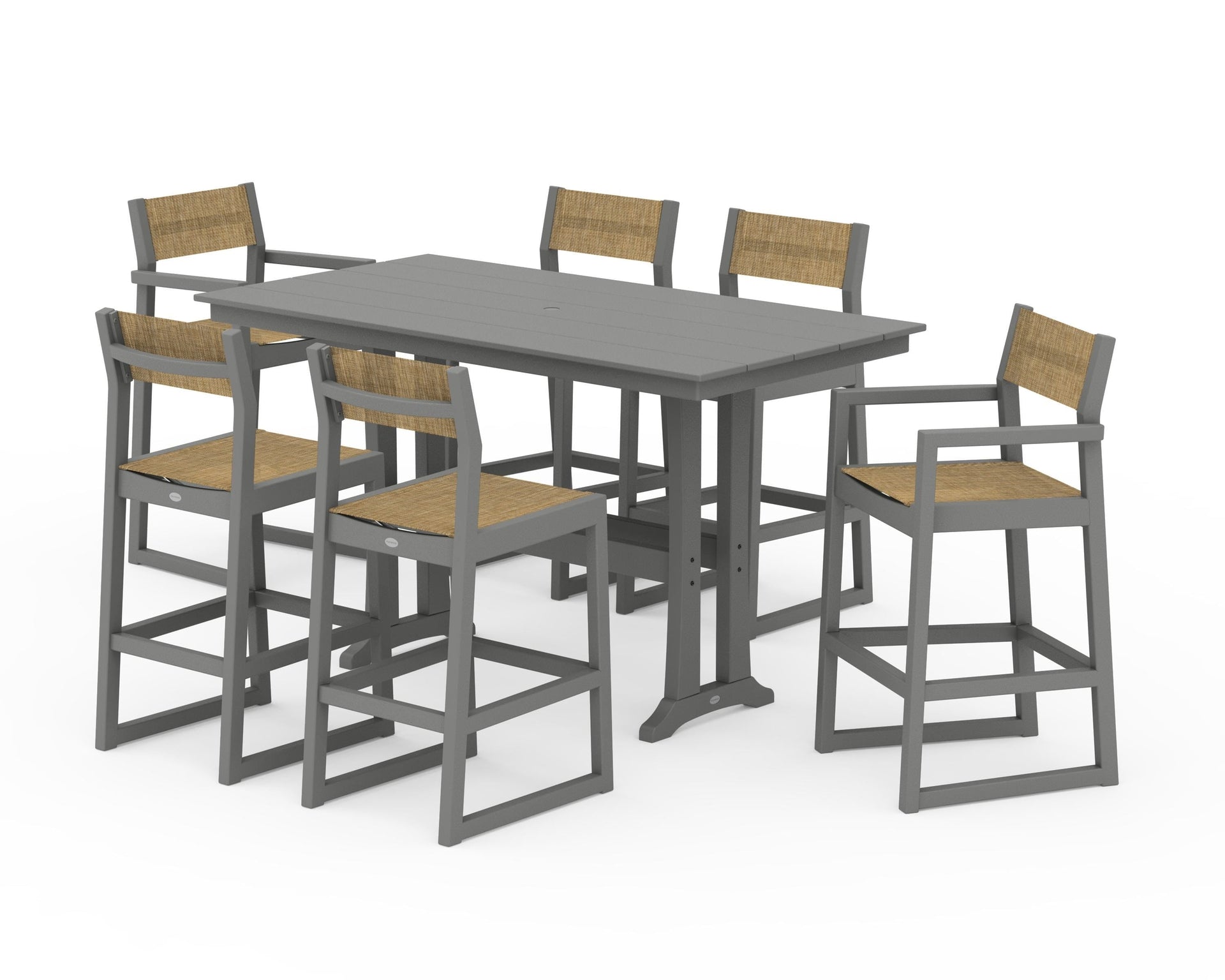 EDGE Sling 7-Piece Farmhouse Bar Set with Trestle Legs