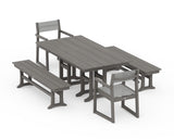 EDGE Sling Arm Chair 5-Piece Farmhouse Dining Set with Benches