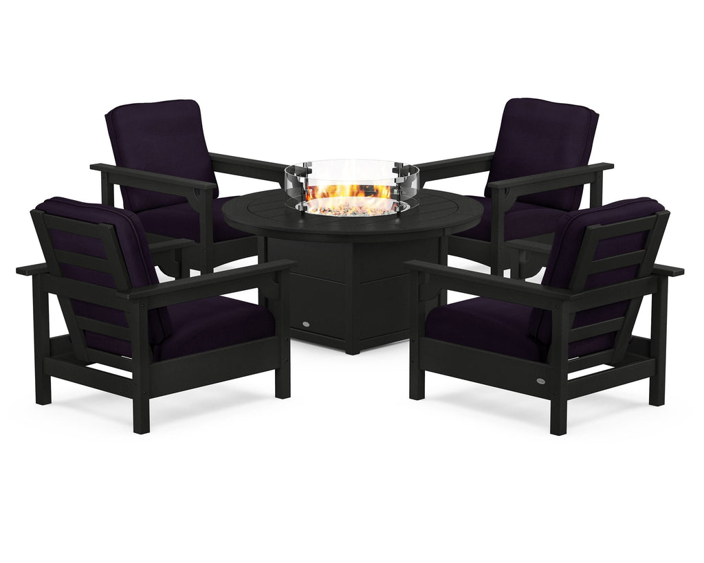 Club 5-Piece Conversation Set with Fire Pit Table