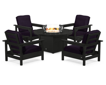 Club 5-Piece Conversation Set with Fire Pit Table