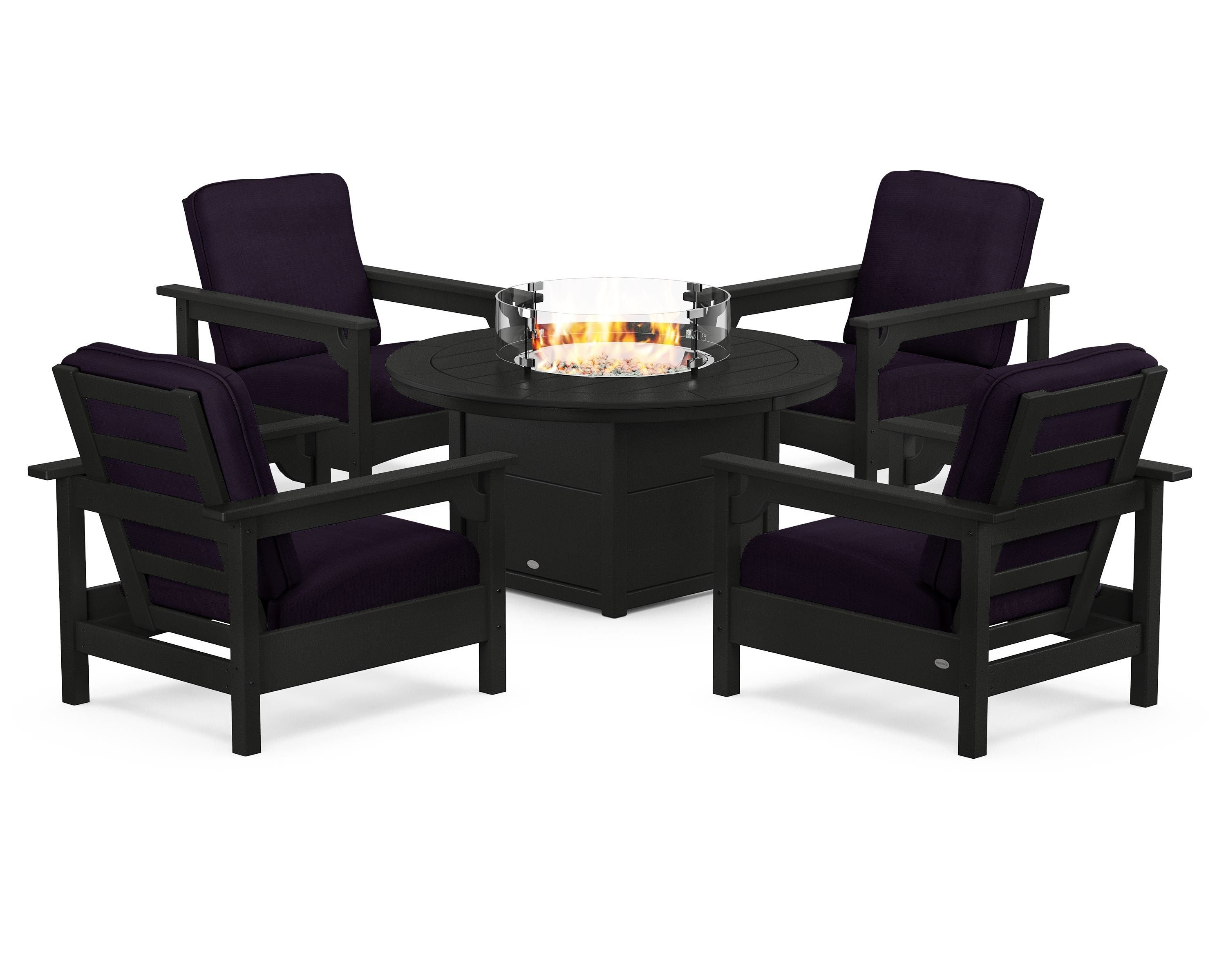Club 5-Piece Conversation Set with Fire Pit Table