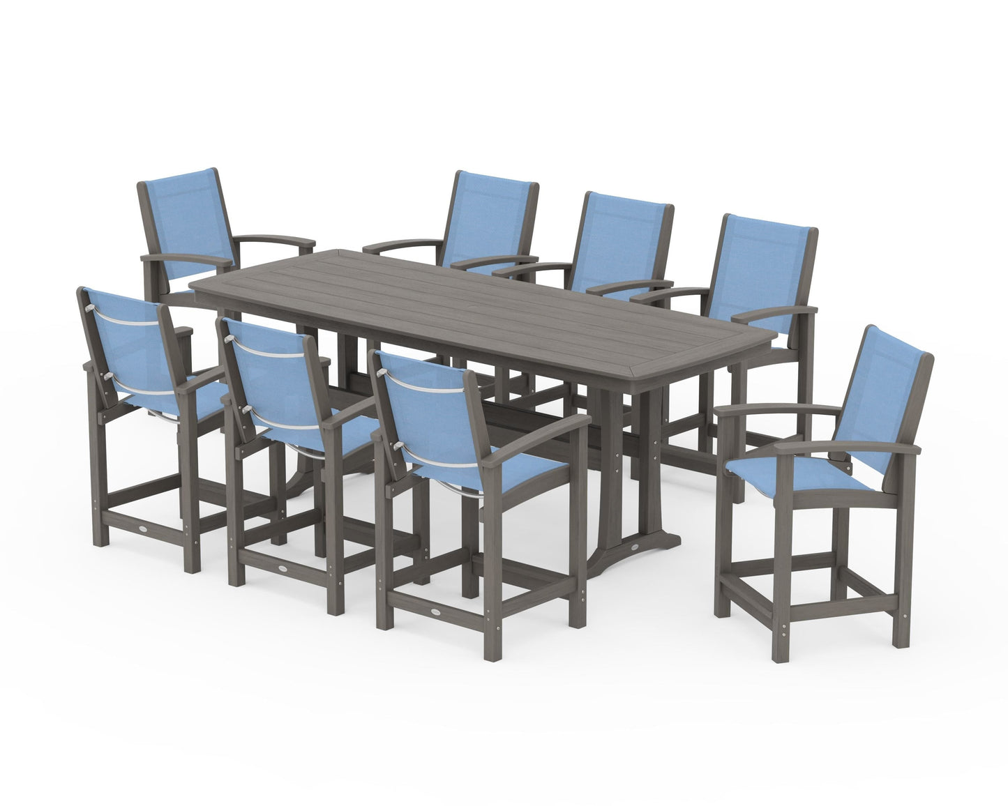 Coastal 9-Piece Counter Set with Trestle Legs