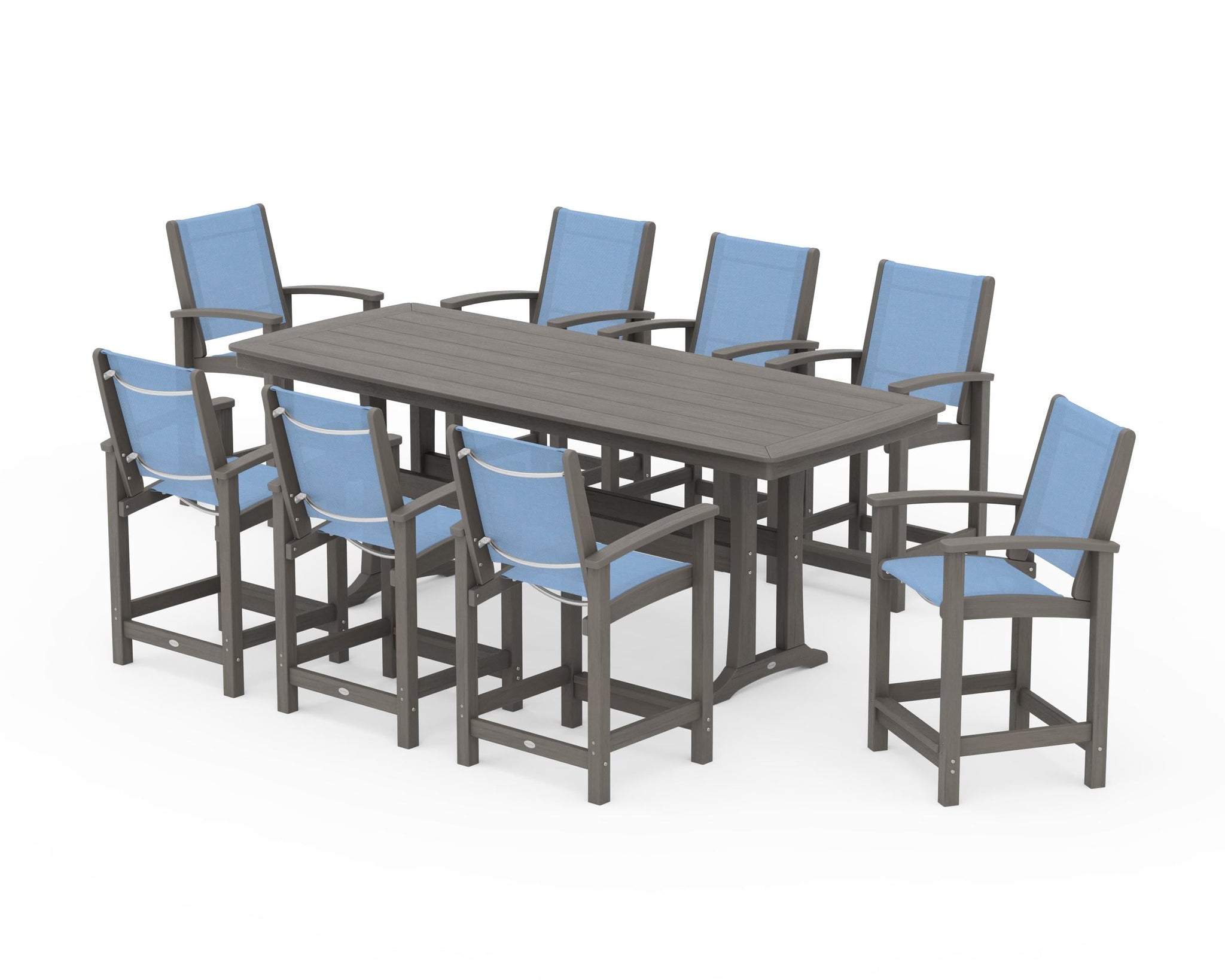 Coastal 9-Piece Counter Set with Trestle Legs
