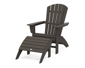 Nautical Curveback Adirondack Chair 2-Piece Set with Ottoman