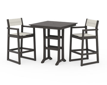EDGE Sling Arm Chair 3-Piece Farmhouse Bar Set with Trestle Legs