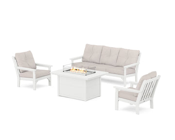 Vineyard Deep Seating Fire Pit Table Set
