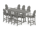 Classic Adirondack 9-Piece Farmhouse Bar Set with Trestle Legs