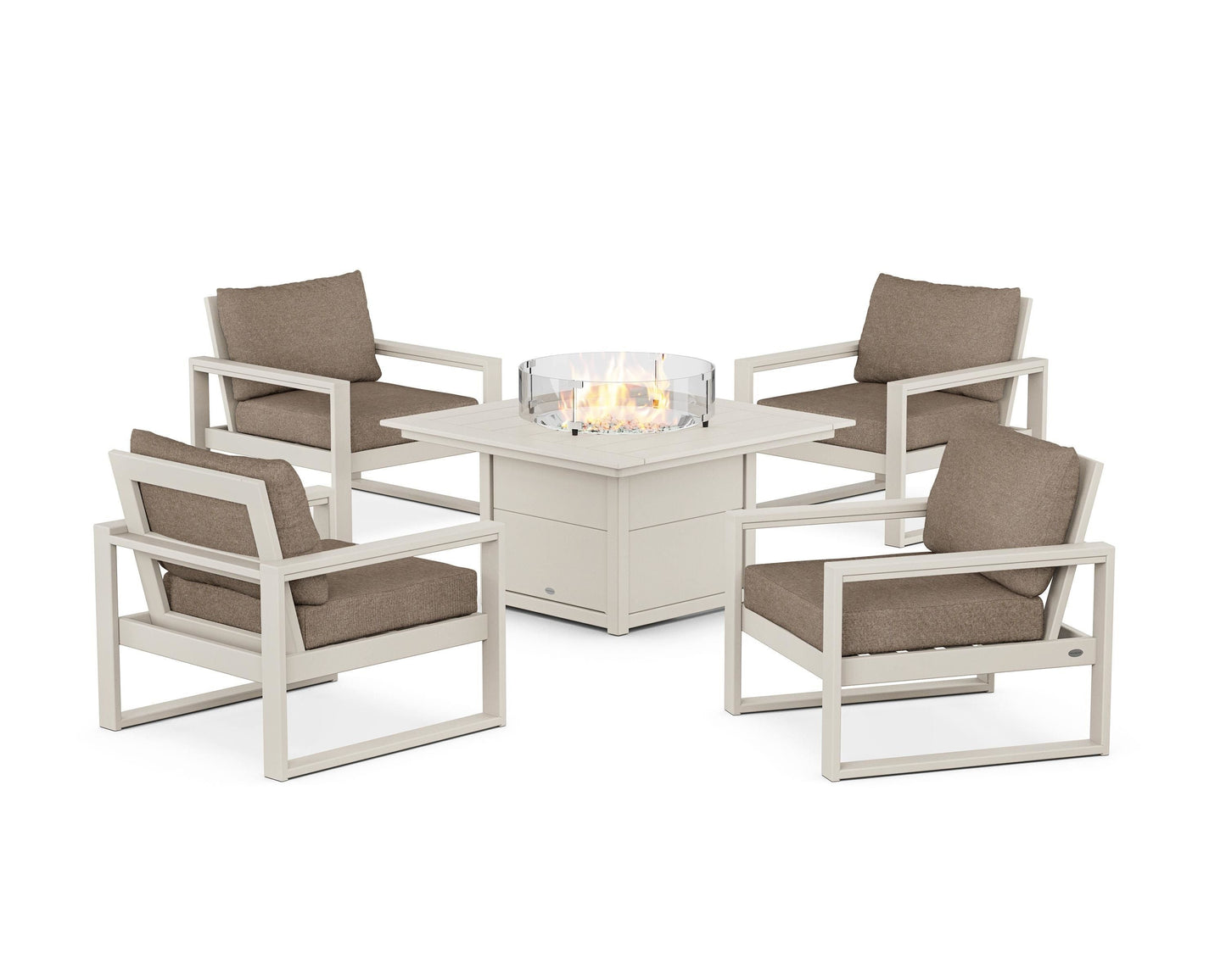EDGE Sectional 5-Piece Deep Seating Set with Fire Pit Table