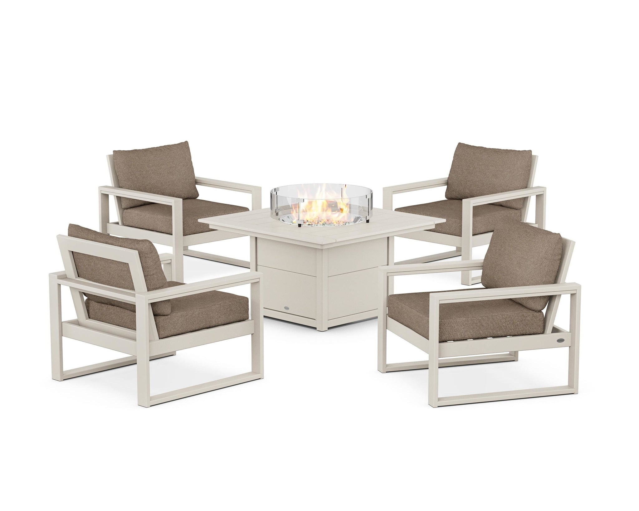 EDGE Sectional 5-Piece Deep Seating Set with Fire Pit Table