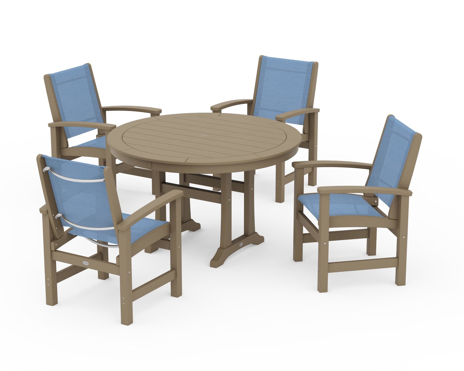 Coastal 5-Piece Round Dining Set with Trestle Legs