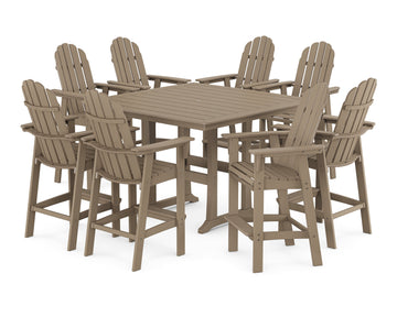 Vineyard Curveback Adirondack 9-Piece Trestle Bar Set