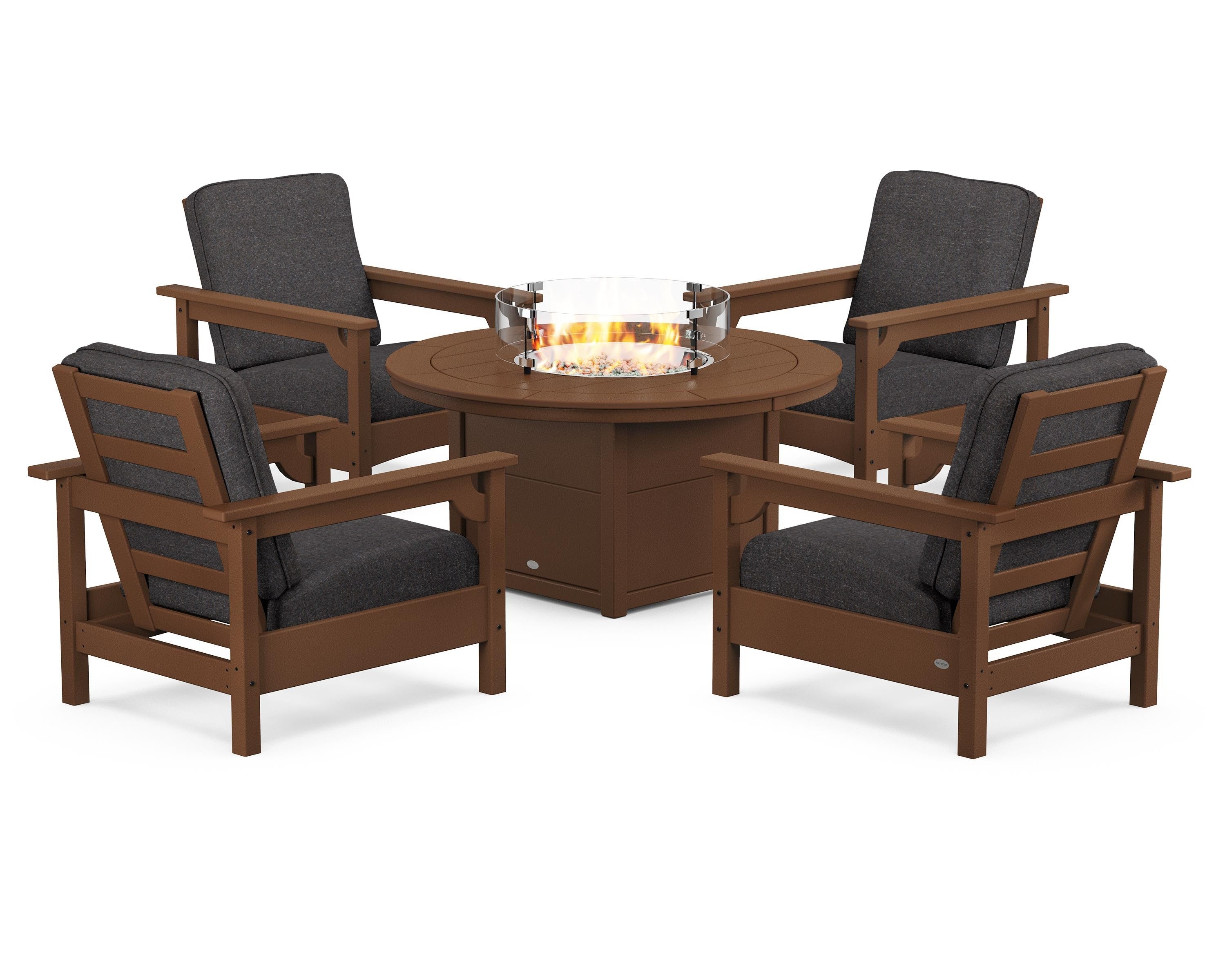 Club 5-Piece Conversation Set with Fire Pit Table