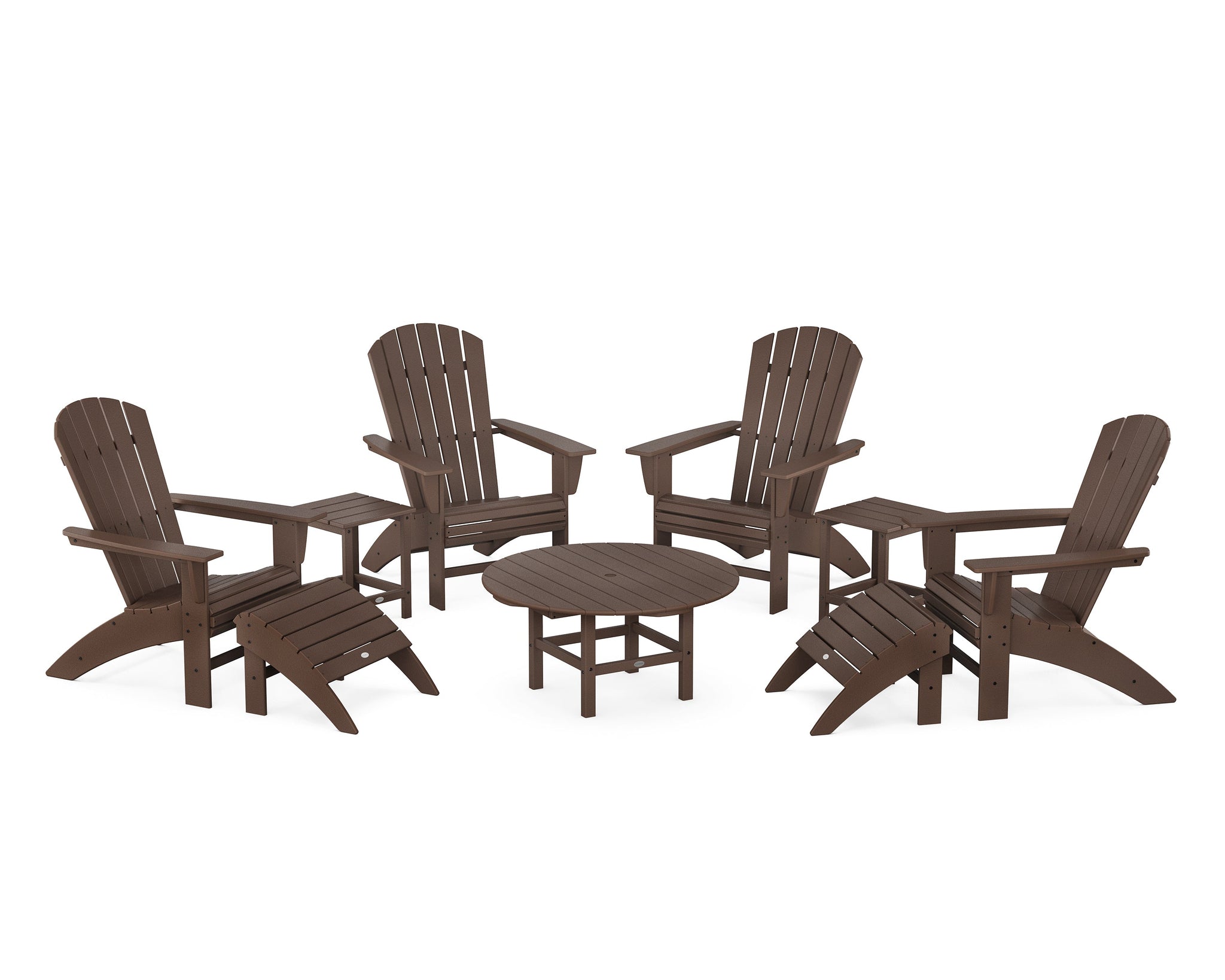 Nautical Curveback Adirondack Chair 9-Piece Conversation Set