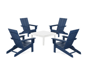 5-Piece Modern Studio Folding Adirondack Chair Conversation Group