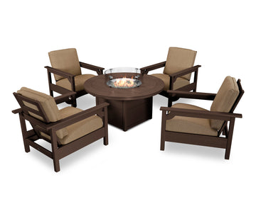 Club 5-Piece Conversation Set with Fire Pit Table