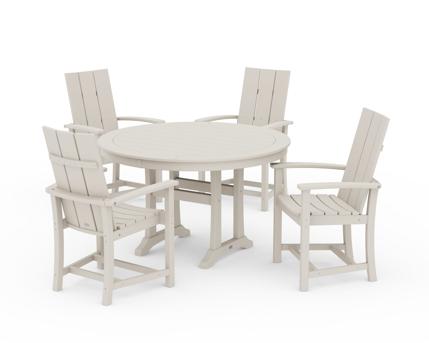 Modern Adirondack 5-Piece Round Dining Set with Trestle Legs