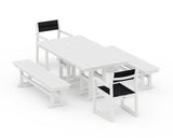 EDGE Sling Arm Chair 5-Piece Farmhouse Dining Set with Benches