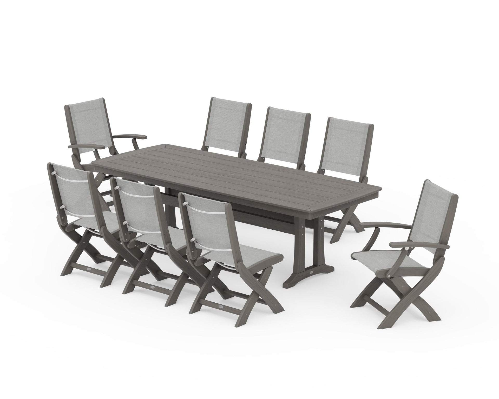 Coastal Folding 9-Piece Dining Set with Trestle Legs