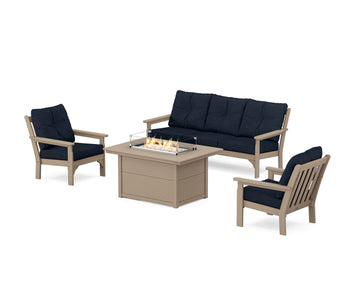 Vineyard Deep Seating Fire Pit Table Set