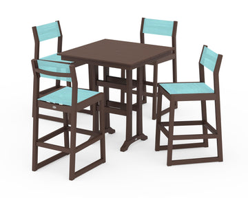 EDGE Sling Arm Chair 5-Piece Farmhouse Bar Set with Trestle Legs