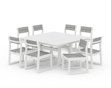 EDGE Sling Side Chair 9-Piece Farmhouse Trestle Dining Set