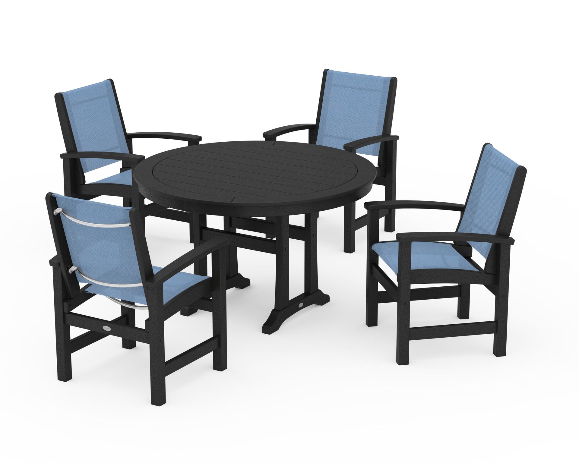 Coastal 5-Piece Round Dining Set with Trestle Legs