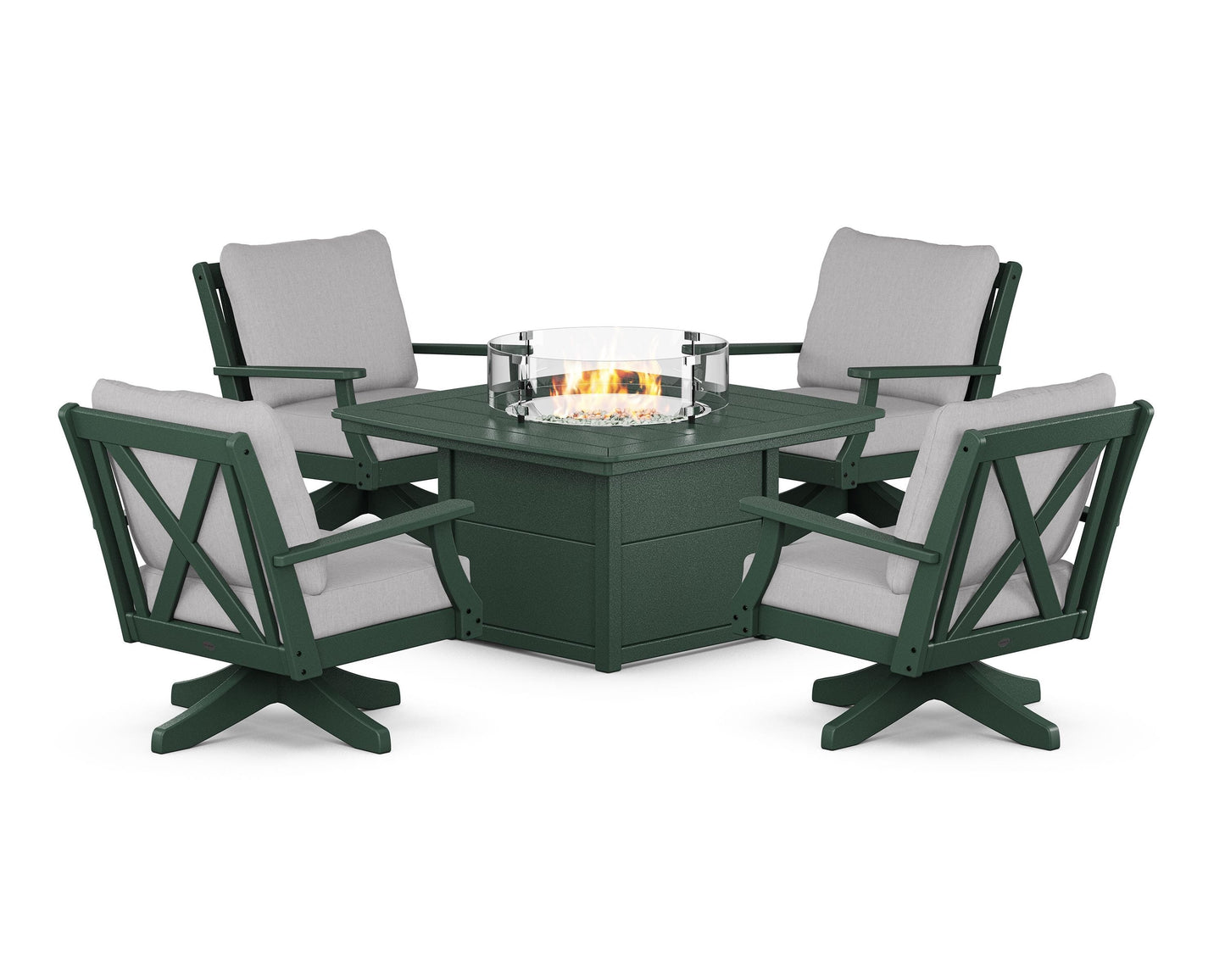 Braxton 5-Piece Deep Seating Swivel Conversation Set with Fire Pit Table