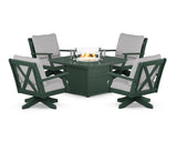 Braxton 5-Piece Deep Seating Swivel Conversation Set with Fire Pit Table