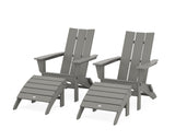 Modern Folding Adirondack Chair 4-Piece Set with Ottomans