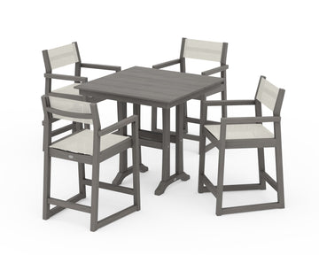 EDGE Sling Arm Chair 5-Piece Farmhouse Counter Set with Trestle Legs