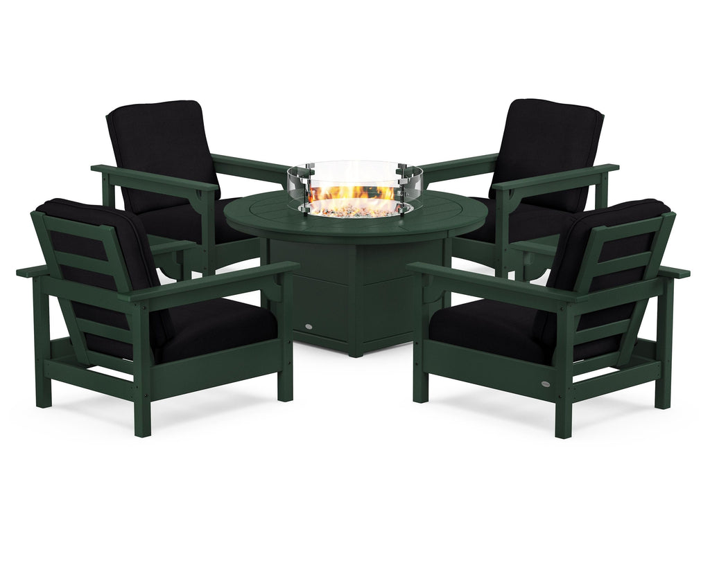 Club 5-Piece Conversation Set with Fire Pit Table
