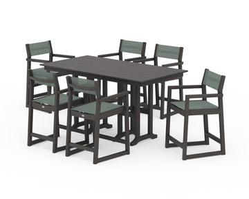 EDGE Sling Arm Chair 7-Piece Farmhouse Counter Set