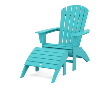 Nautical Curveback Adirondack Chair 2-Piece Set with Ottoman