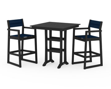 EDGE Sling Arm Chair 3-Piece Farmhouse Bar Set with Trestle Legs