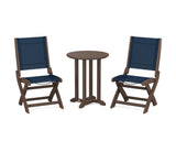 Coastal Folding Side Chair 3-Piece Round Bistro Dining Set