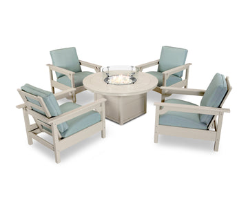 Club 5-Piece Conversation Set with Fire Pit Table