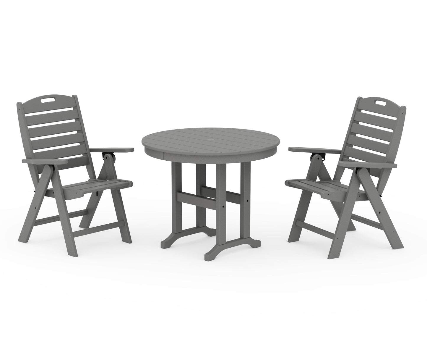 Nautical Folding Highback Chair 3-Piece Round Dining Set