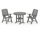 Nautical Folding Highback Chair 3-Piece Round Dining Set