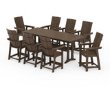 Modern Curveback Adirondack 9-Piece Farmhouse Counter Set with Trestle Legs