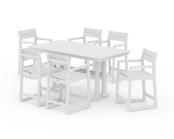 EDGE Sling Arm Chair 7-Piece Farmhouse Counter Set with Trestle Legs
