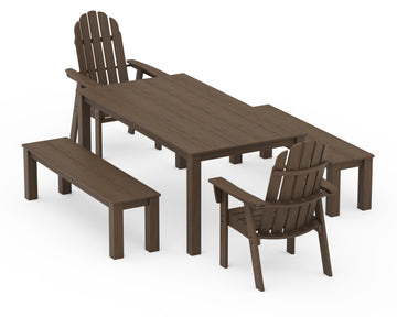 Vineyard Curveback Adirondack 5-Piece Parsons Dining Set with Benches