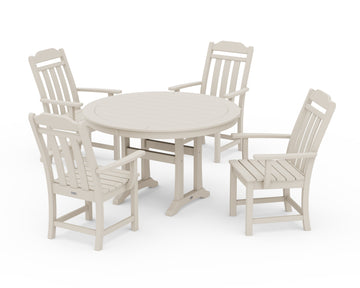 Cottage 5-Piece Round Dining Set with Trestle Legs
