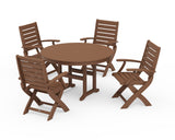 Signature Folding Chair 5-Piece Round Farmhouse Dining Set