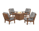 Mission 5-Piece Deep Seating Set with Fire Pit Table