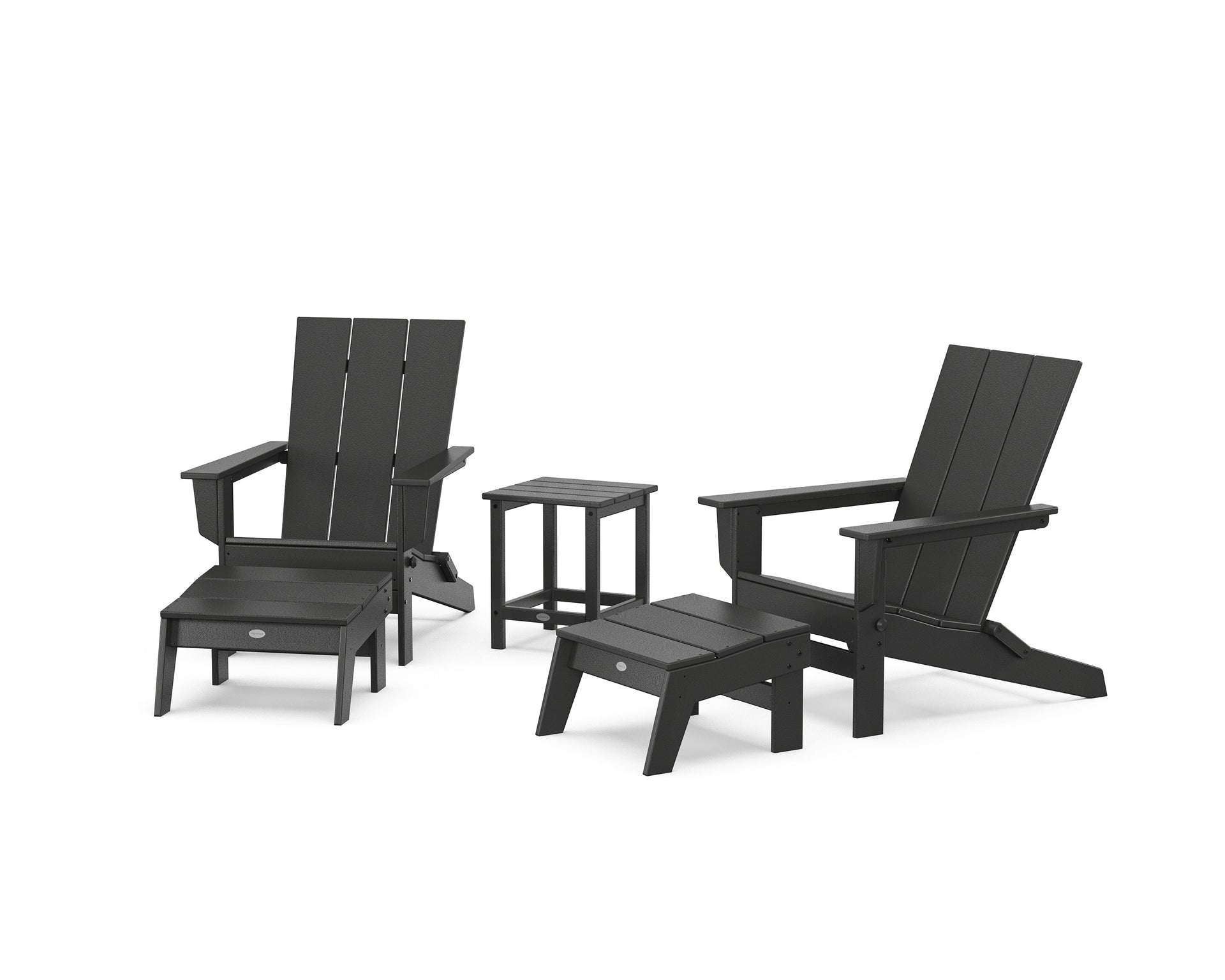 5-Piece Modern Studio Folding Adirondack Set with Ottomans and Side Table