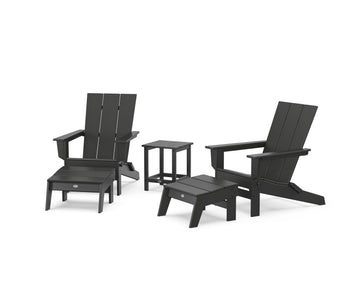 5-Piece Modern Studio Folding Adirondack Set with Ottomans and Side Table
